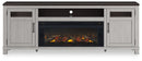 Darborn - Gray / Brown - 88" TV Stand With Electric Infrared Fireplace Insert