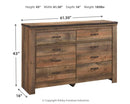 Trinell - Brown Dark - Six Drawer Dresser - 61.34" x 15.98" x 42.99"