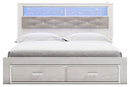 Altyra - White - King Upholstered Bookcase Bed With Storage