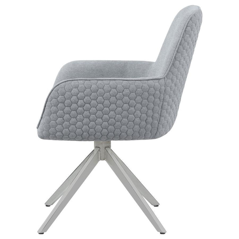 Abby - Fabric Upholstered Swivel Dining Arm Chair - Light Gray