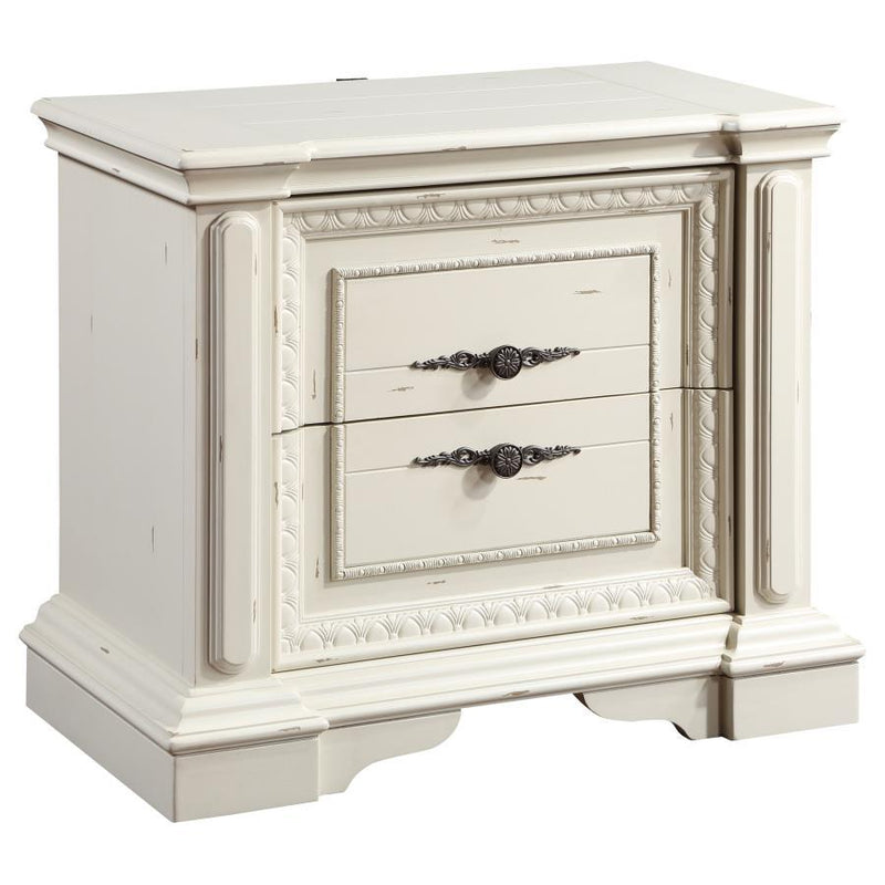 Evelyn - 2-Drawer Nightstand - Distressed White