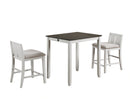 HESTON 36" STORAGE COUNTER TABLE SET W/2 CHAIRS-WHITE/GRAY