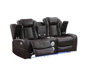 JOSHUA LEATHER CONSOLE LOVESEAT W/ PWR FR & HR-DK BROWN
