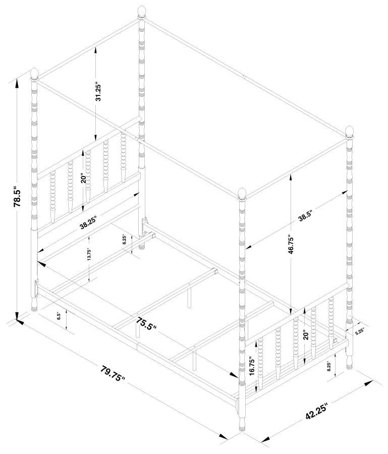 Betony - Twin Canopy Bed - White