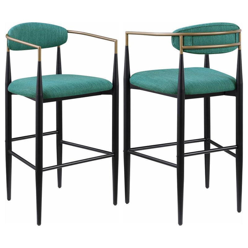 Tina - Metal Pub Height Bar Stool With Upholstered Back And Seat (Set of 2)