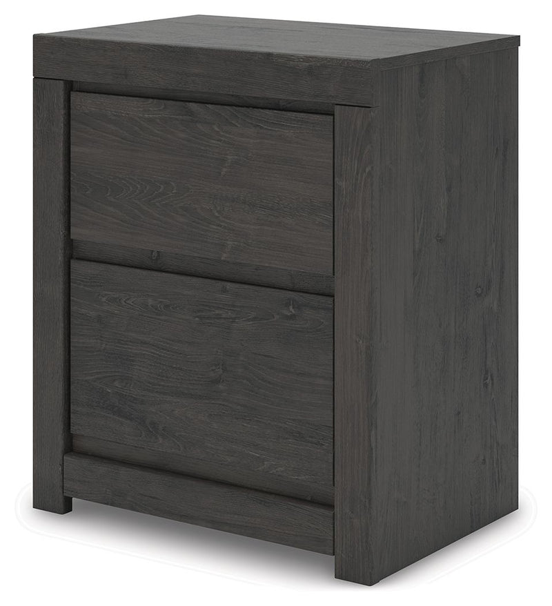 Fraluna - Charcoal - Two Drawer Night Stand