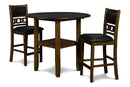 GIA 42" COUNTER DROP LEAF TABLE W/2 CHAIRS-BROWN