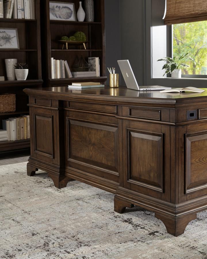 Hartshill - 7-Drawer Executive Desk - Burnished Oak