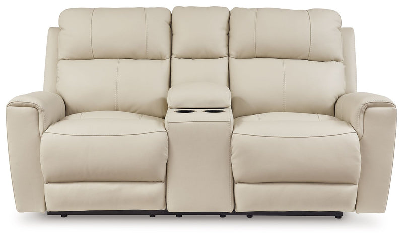 Dahlmoore - Almond - Dbl Power Reclining Loveseat With Console