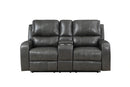LINTON LEATHER CONSOLE LOVESEAT W/ PWR FR-GRAY