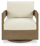 Serene Bay - Dark Brown / White - Swivel Glider Chair With Cushion