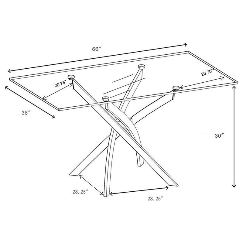 Carmelo - Rectangular Glass Top Dining Table - Chrome