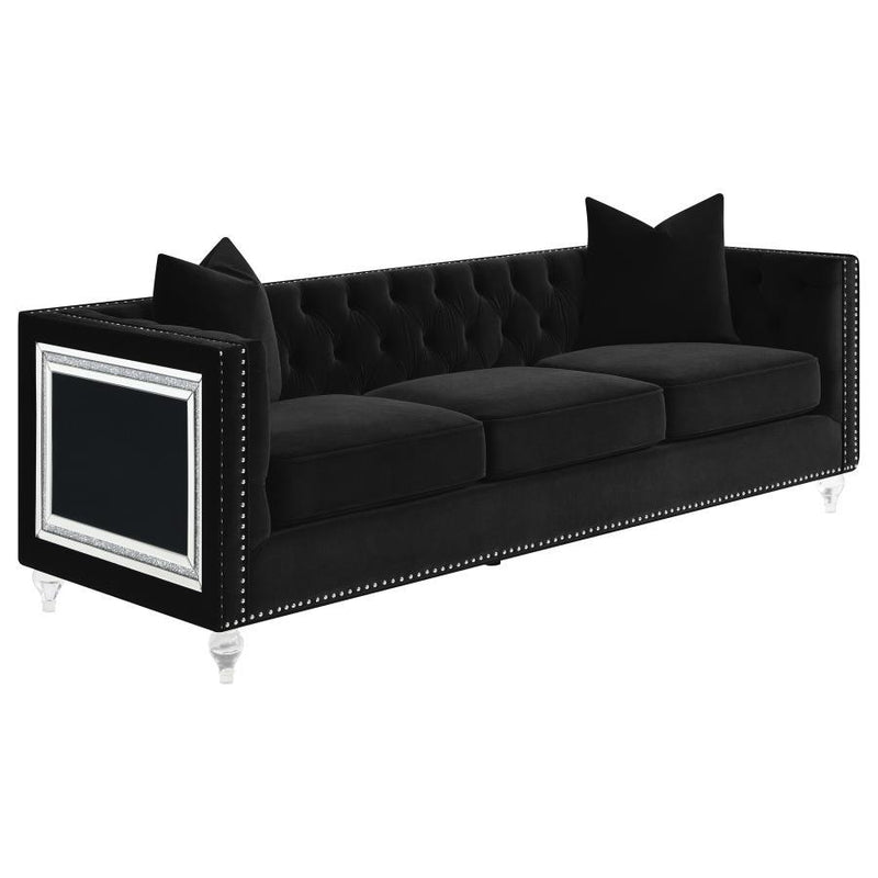 Delilah - Upholstered Tufted Tuxedo Arm Sofa - Black