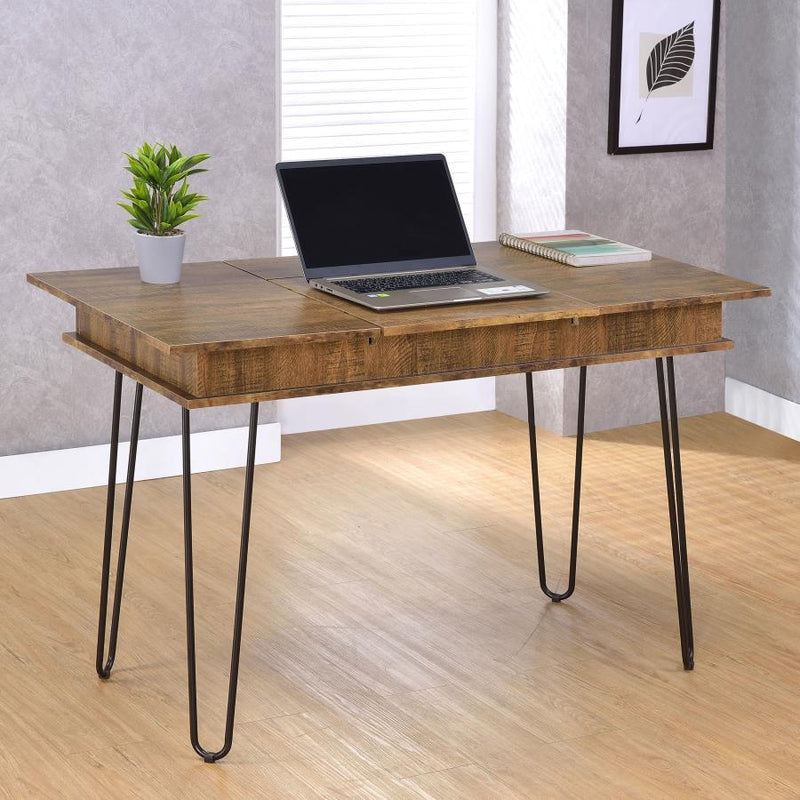 Sheeran - Writing Desk With Storage - Rustic Amber