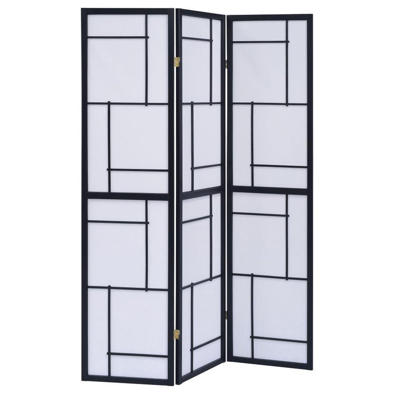 Damis - 3-Panel Room Divider Folding Shoji Screen - Black