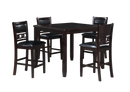 GIA 5PC 42" SQUARE COUNTER TABLE & 4 CHAIRS-EBONY