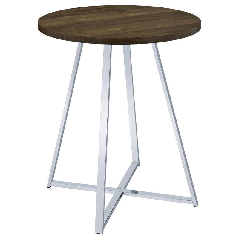 Burkhart - Round Pub Height Bistro Bar Table - Brown Oak