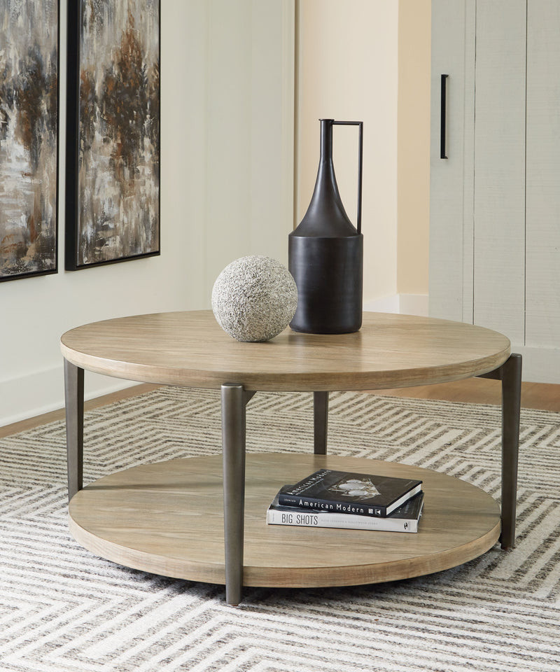 Dyonton - Light Grayish Brown - Round Cocktail Table