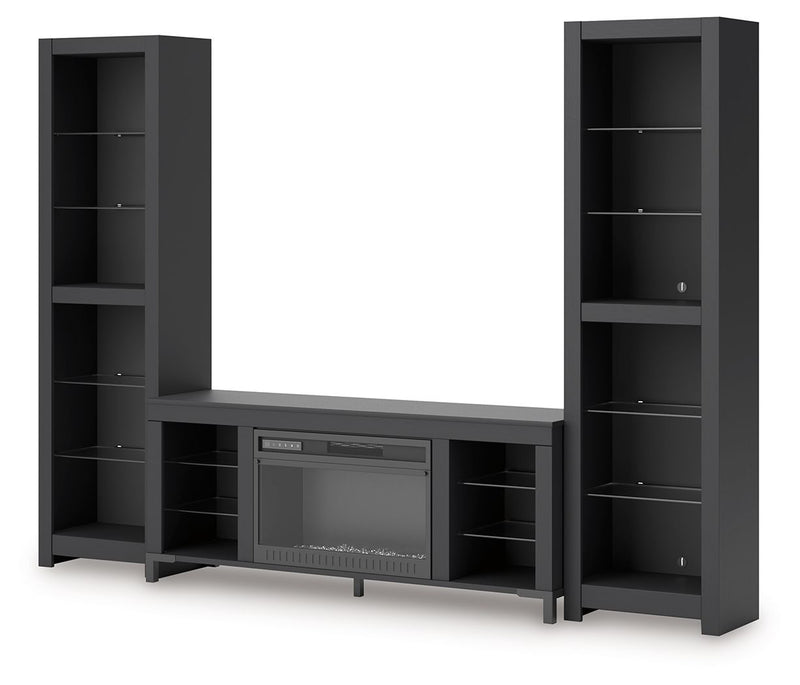 Cayberry - Black - 3-Piece Entertainment Center With Electric Fireplace