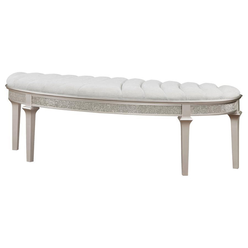 Evangeline - Curved Fabric Upholstered Bench - Silver Oak