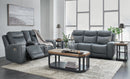 Mindanao - Steel - 2 Pc. - Power Reclining Sofa, Power Reclining Loveseat with Console