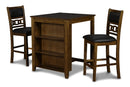 GIA 30" COUNTER TABLE W/2 CHAIRS & STG SHELF-BROWN