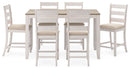 Skempton - White / Light Brown - Counter Height Dining Table and Bar Stools (Set of 7)