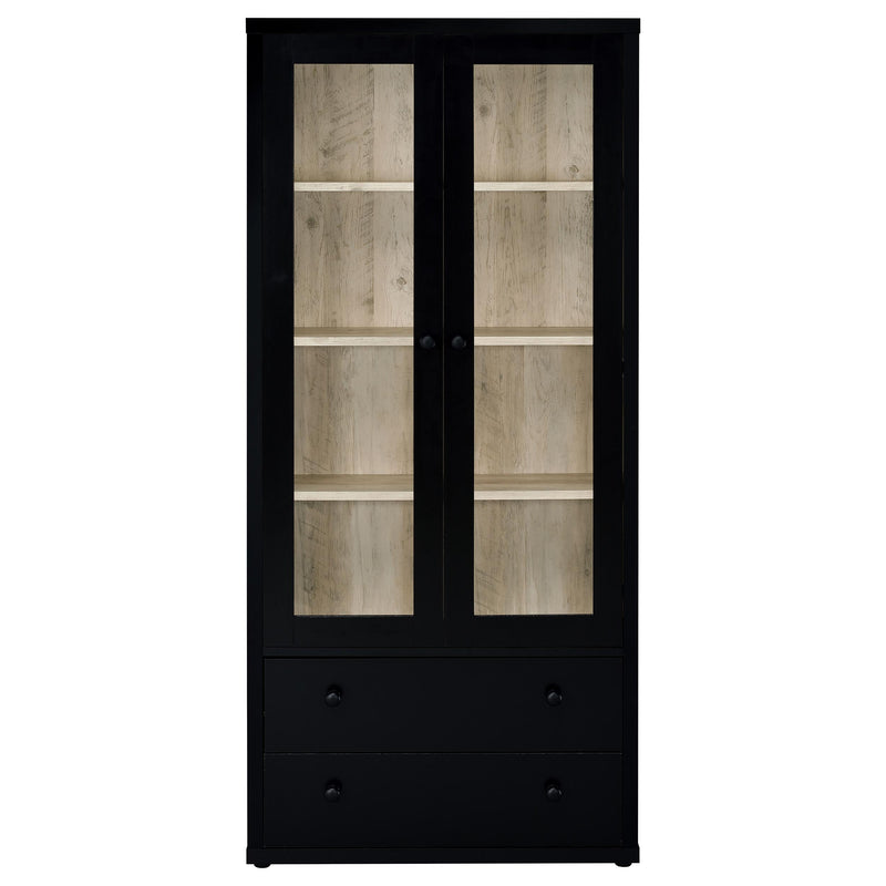 Hawthorne - 4-Shelf Glass Door Tall Cabinet With Drawers