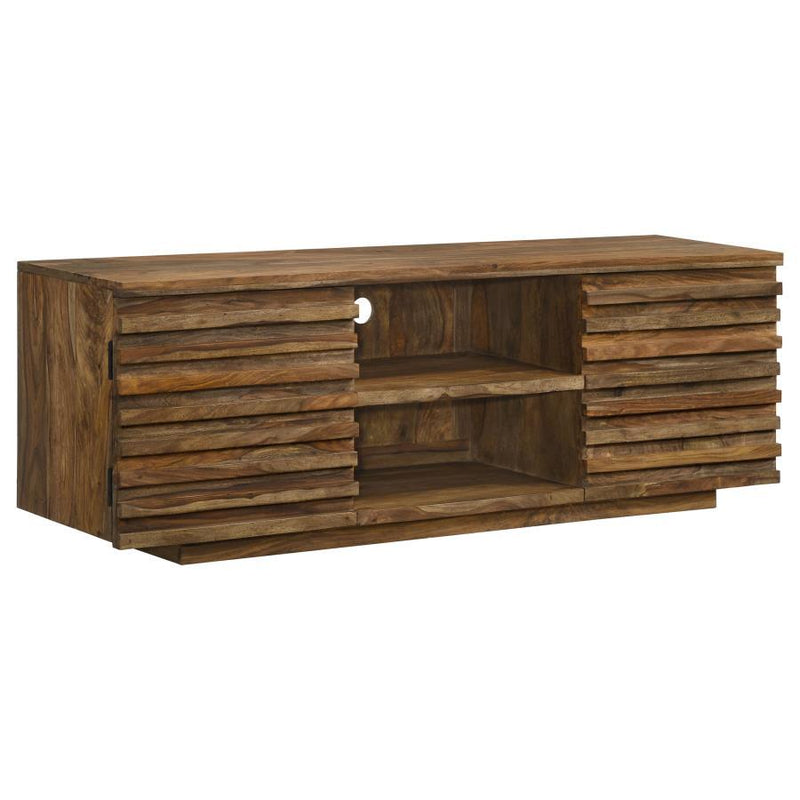 Julia - 2 Door Solid Sheesham Wood TV Stand - Natural