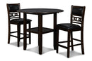 GIA 42" COUNTER DROP LEAF TABLE W/2 CHAIRS-EBONY