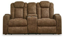 Wolfridge - Brindle - Power Reclining Loveseat With Console /Adj Hdrst