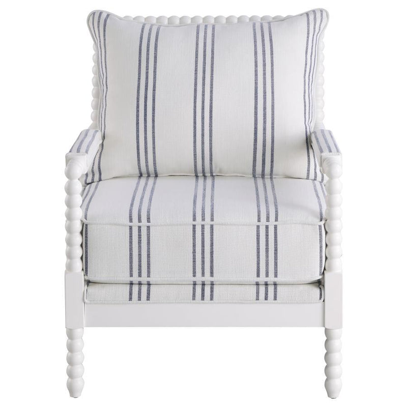 Blanchett - Upholstered Bobbin Accent Chair - White And Navy