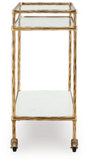 Plattfield - Antique Gold Finish - Bar Cart