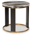 Jazmore - Brown / Brass Finish - Round End Table