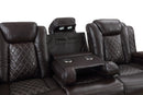 JOSHUA LEATHER SOFA W/DUAL RECLINER-DK BROWN
