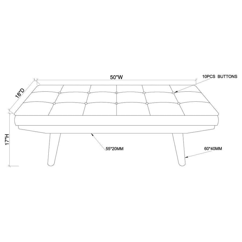 Wilson - Fabric Upholstered Tufted Accent Bench - Gray