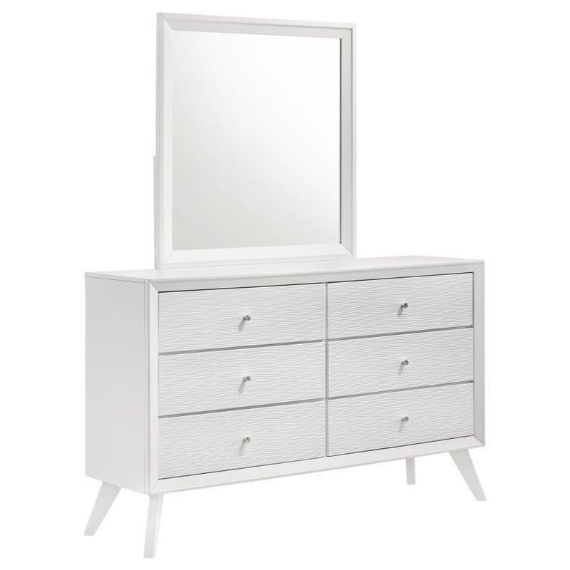 Janelle - 6-Drawer Dresser With Mirror - White