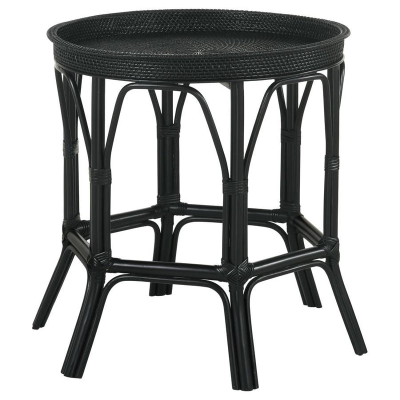 Antonio - Round Rattan Tray Top Accent Side Table