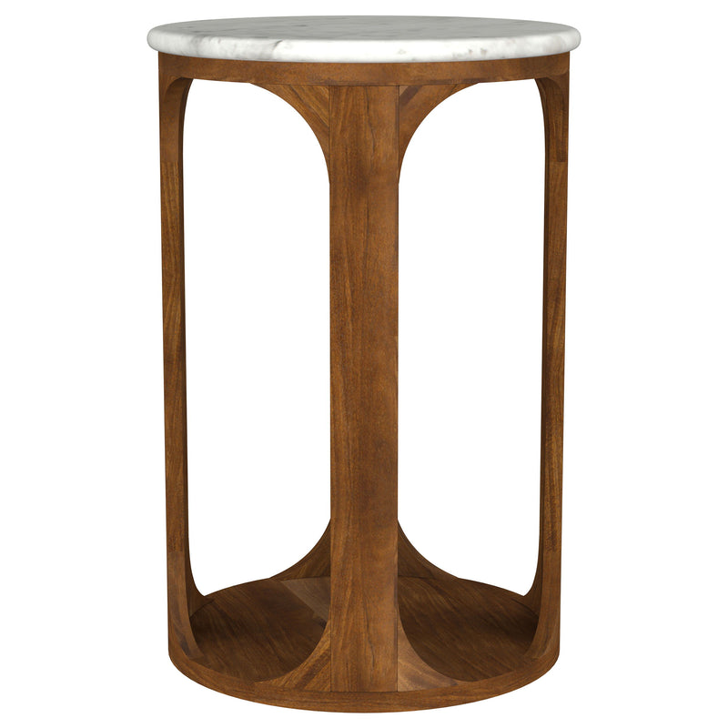 Berkeley - Round Marble Top Side Table - White And Brown