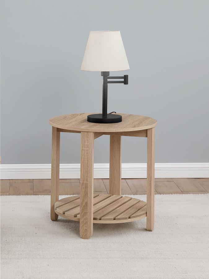 Fowler - 1 Shelf Round Engineered Wood Table