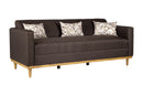 AIDEN SOFA W/3 THROW PILLOWS-CHOCOLATE