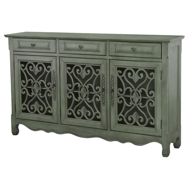 Madeline - 3-Drawer Scrollwork Accent Cabinet - Antique Green