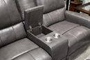 New Classic Furniture Linton Console Loveseat with Dual Recliners in Gray