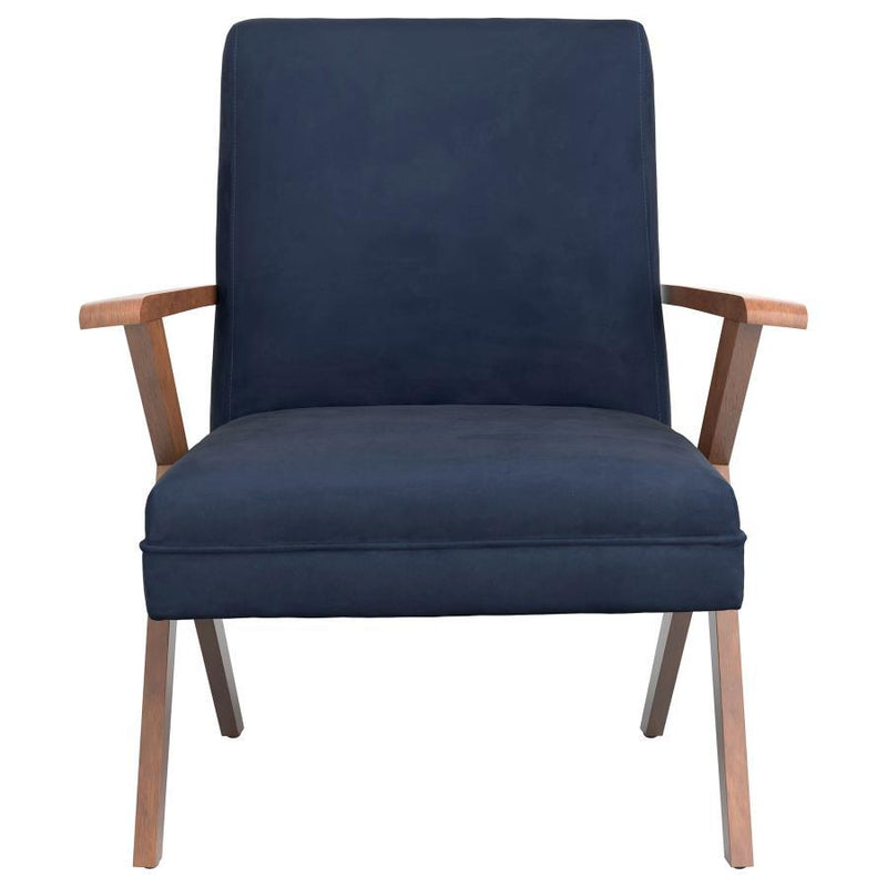 Cheryl - Upholstered Wood Arm Accent Chair - Dark Blue