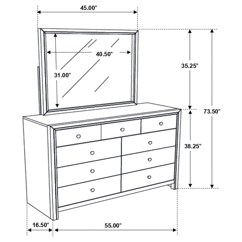 Serenity - 9-Drawer Dresser With Mirror