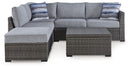 Petal Road - Gray - Loveseat Sectional, Ottoman, Table Set (Set of 4)