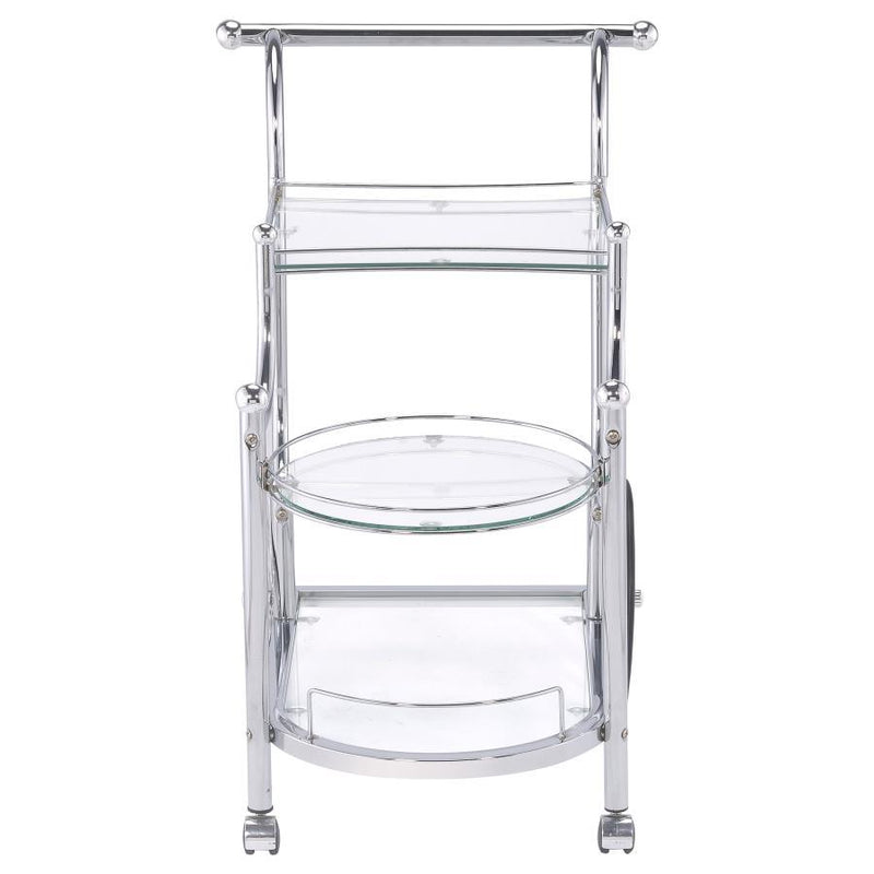 Sarandon - 3-Tier Glass Shelf Metal Bar Cart - Chrome