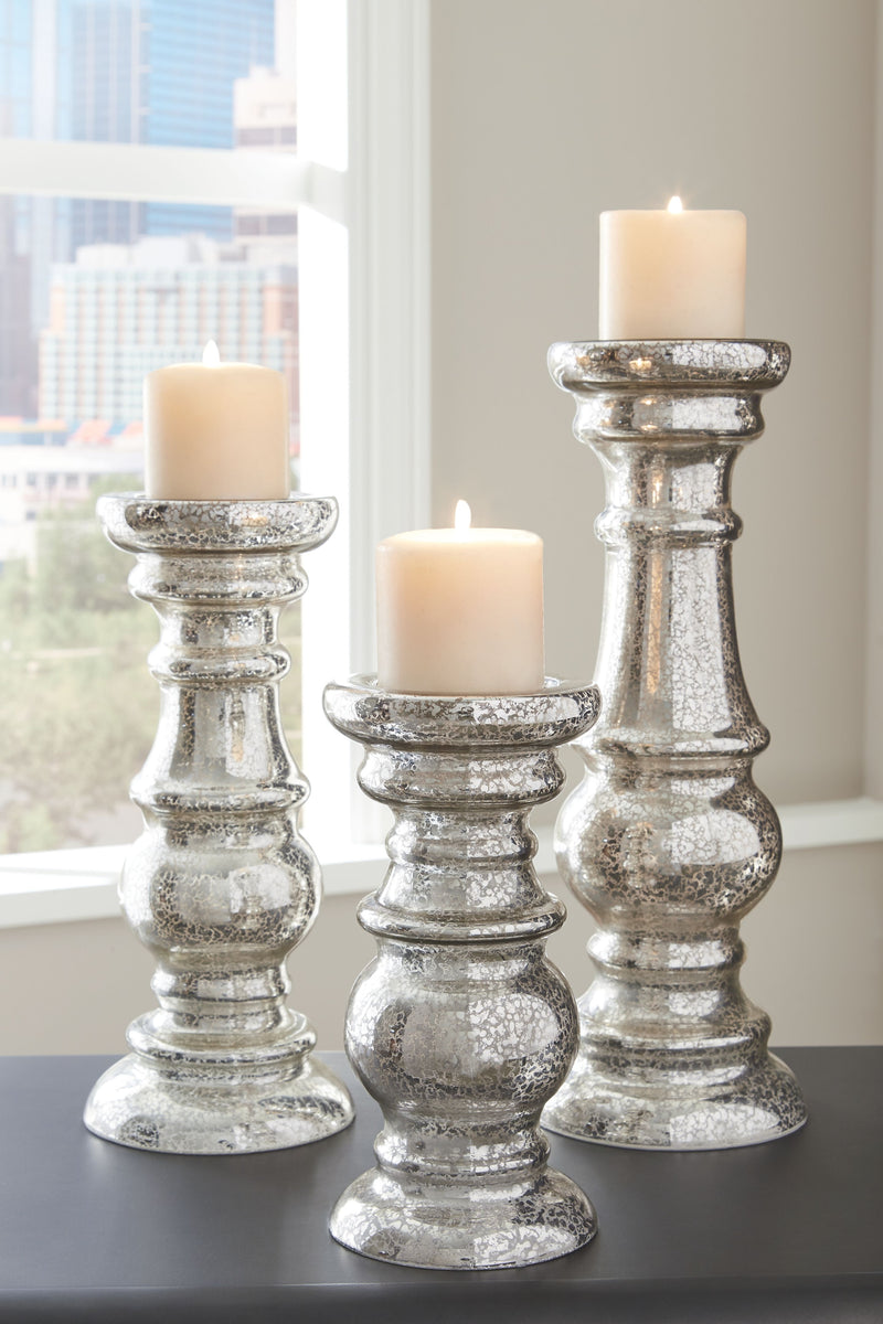 Rosario - Silver Finish - Candle Holder Set (Set of 3)