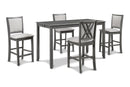 AMY 60" COUNTER TABLE+CHAIRS W/STG (5 PCS) -GRAY