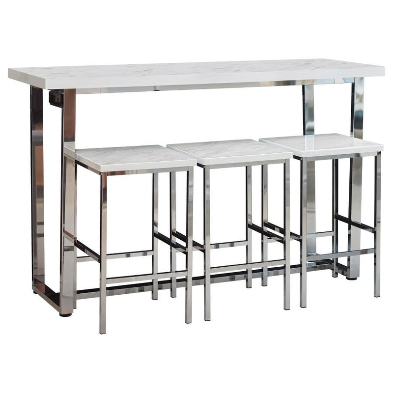 Marmot - 4 Piece Rectangular Counter Height Table Set - Chrome